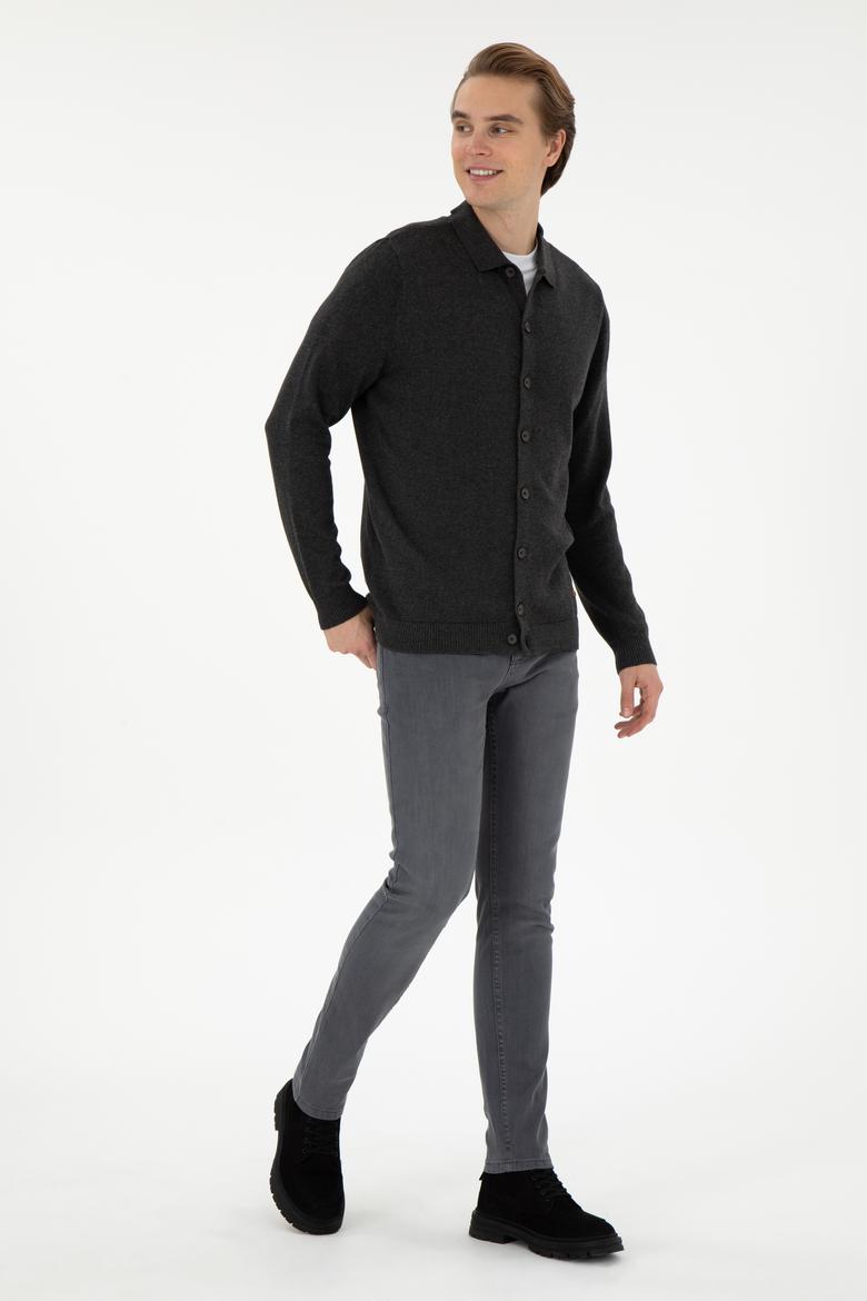 Erkek Antrasit Melanj Triko Hırka - 50297074015