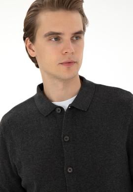 Erkek Antrasit Melanj Triko Hırka - 50297074015