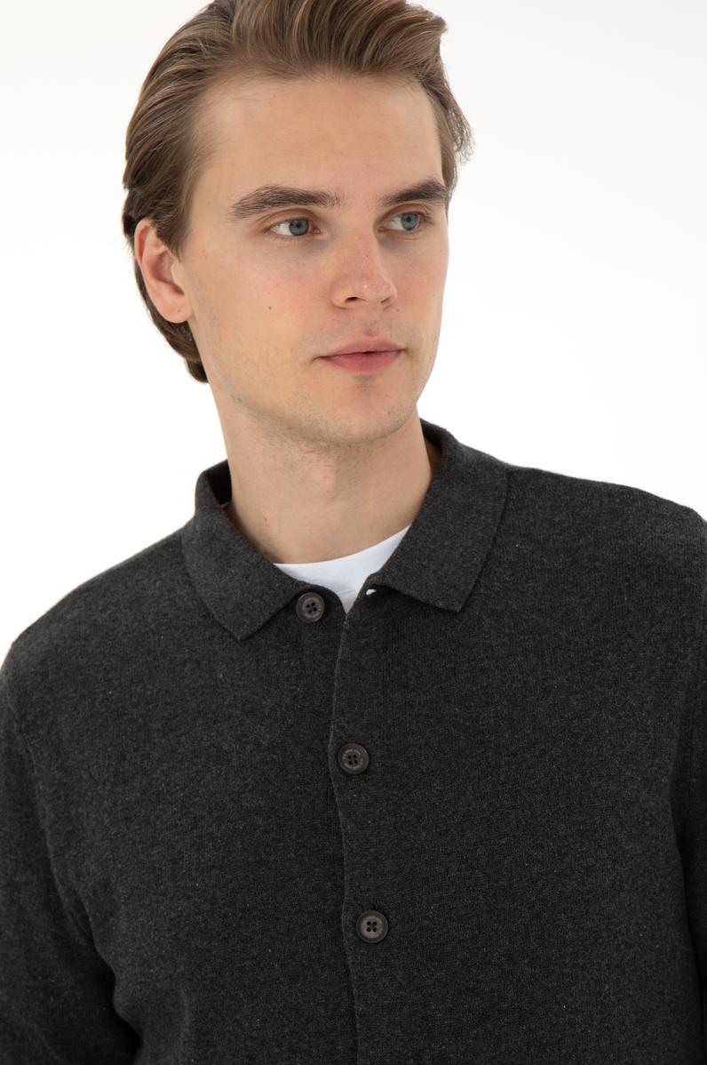 Erkek Antrasit Melanj Triko Hırka