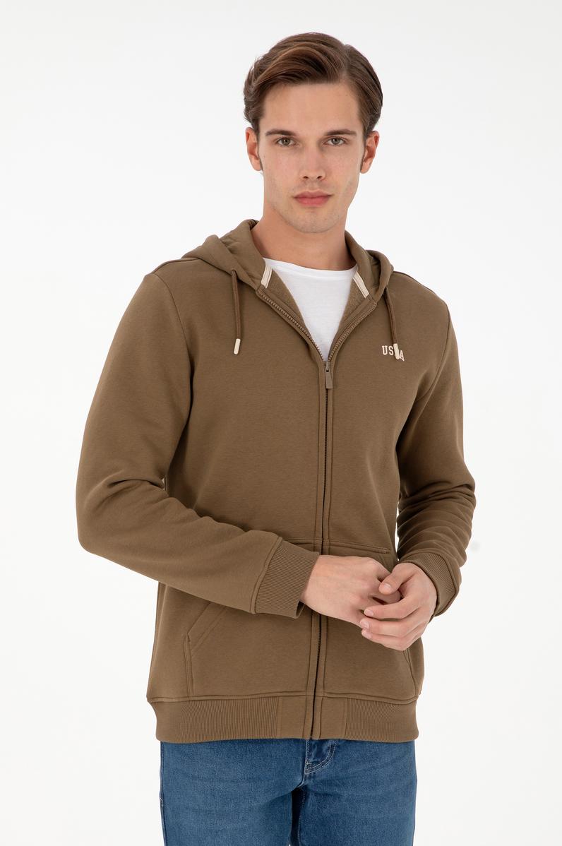 Erkek Haki Şardonlu Örme Hırka