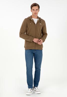 Erkek Haki Şardonlu Örme Hırka - 50293146046