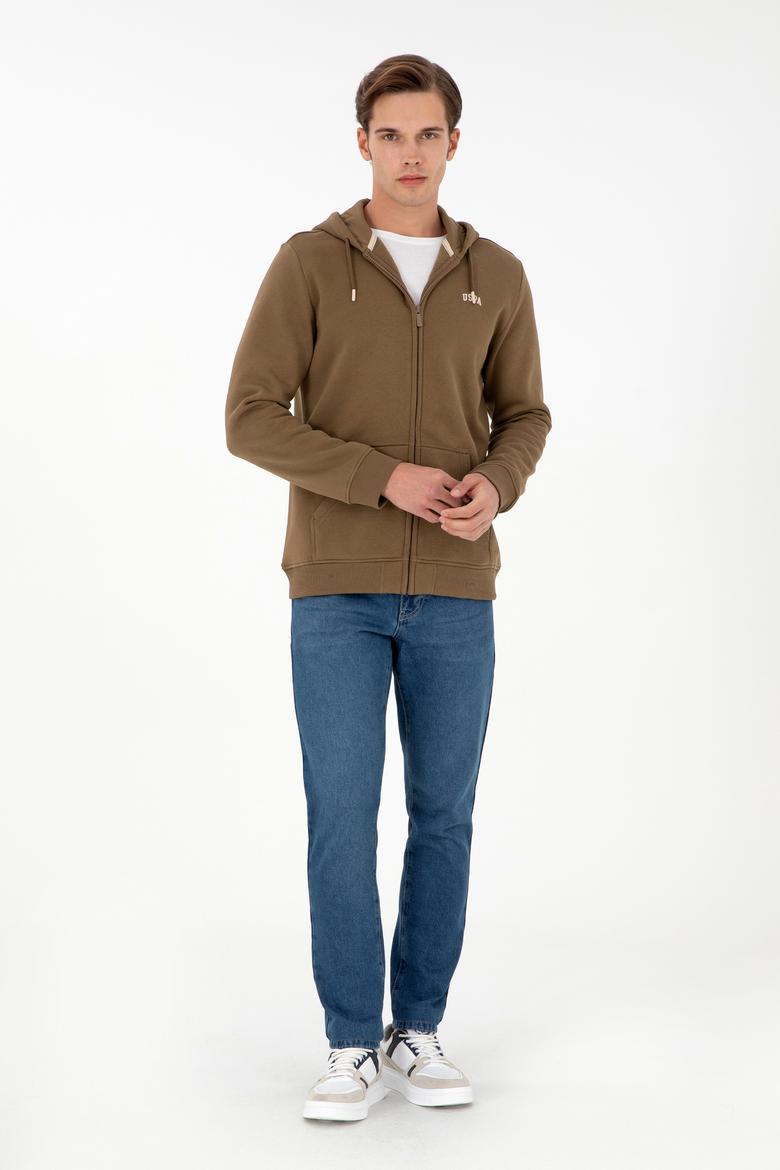 Erkek Haki Şardonlu Örme Hırka - 50293146046