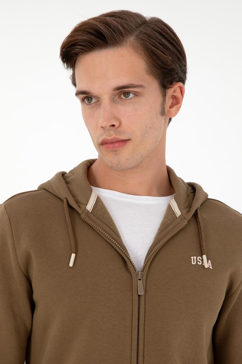 Erkek Haki Şardonlu Örme Hırka