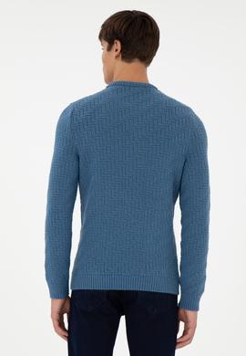 Erkek Slim Fit Bisiklet Yaka Saks Kazak - 50297050057