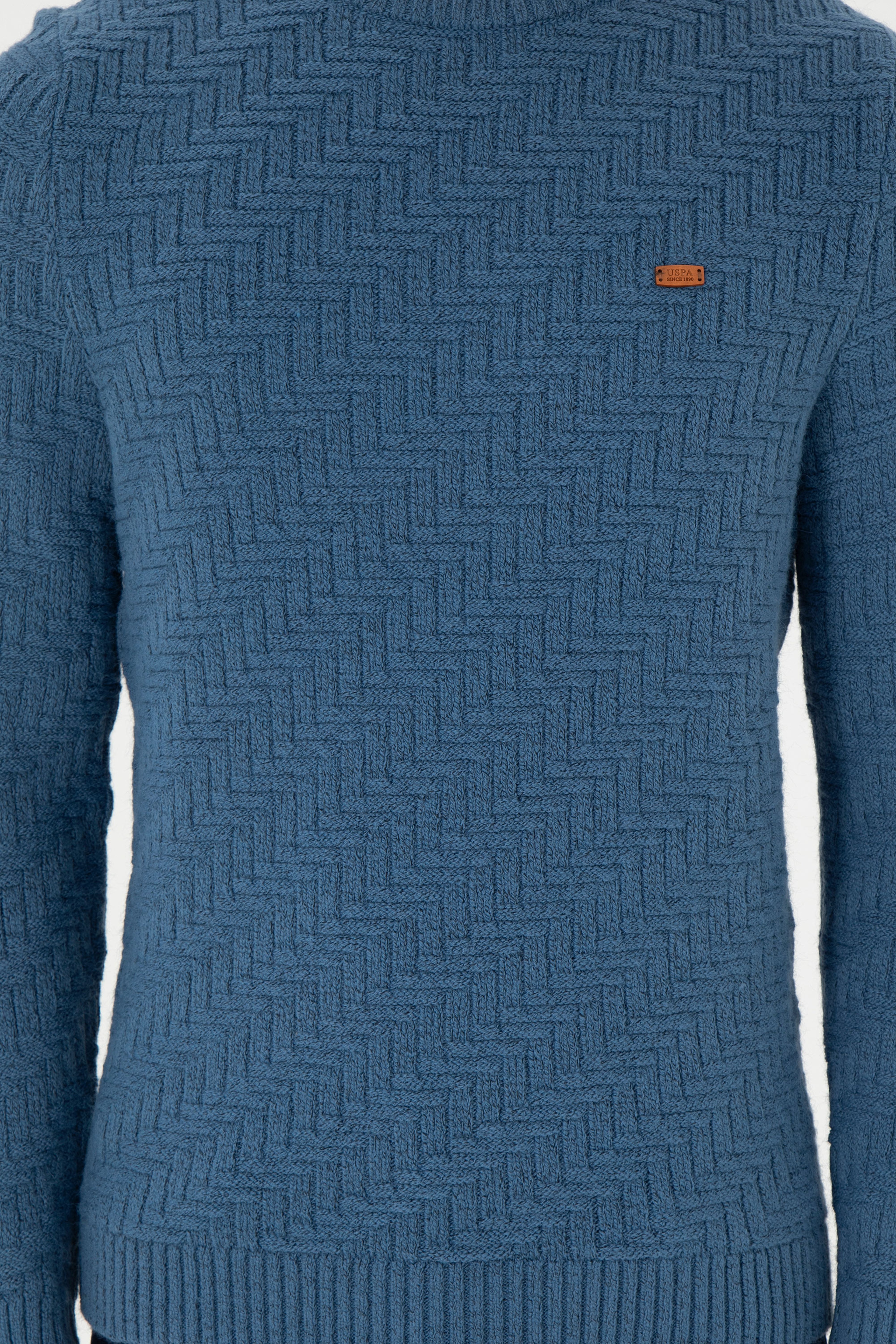 Erkek Slim Fit Bisiklet Yaka Saks Kazak