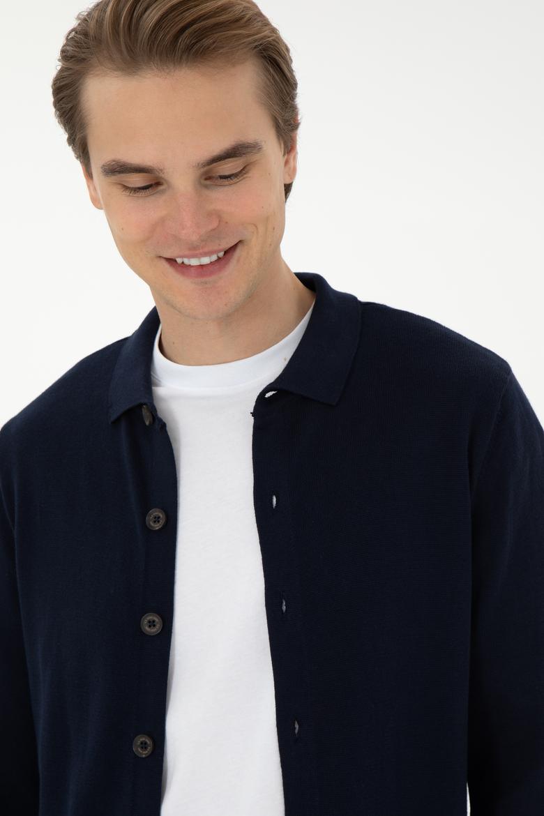 Erkek Lacivert Triko Hırka - 50297074001