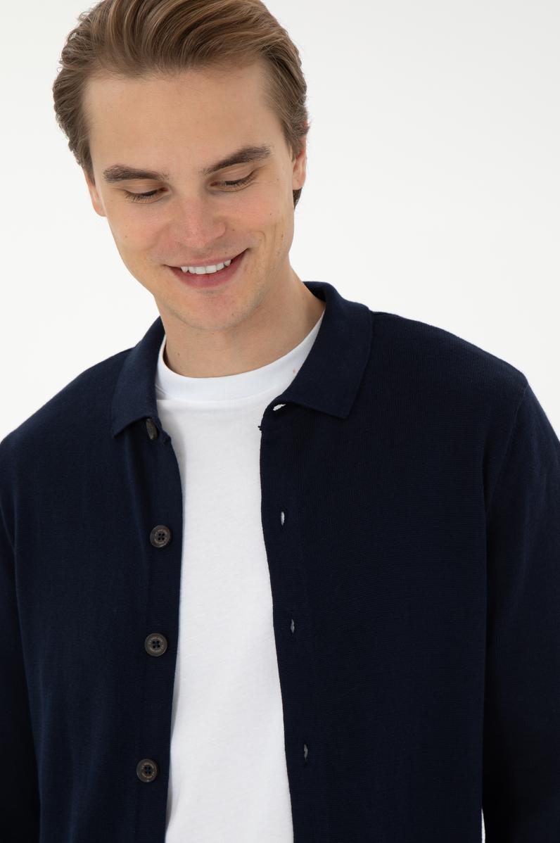 Erkek Lacivert Triko Hırka