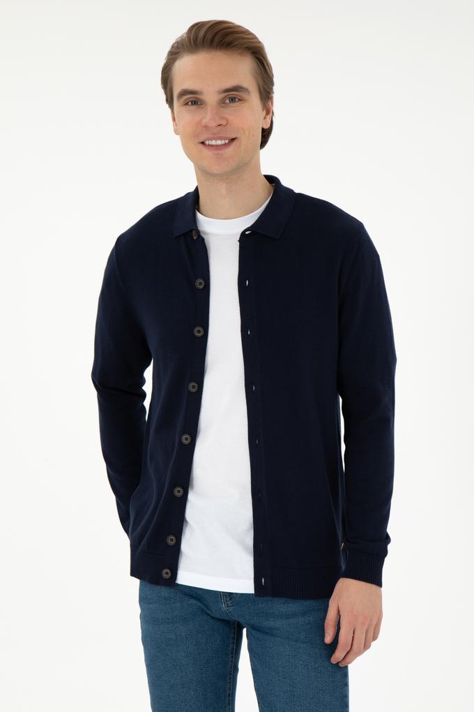 Erkek Lacivert Triko Hırka