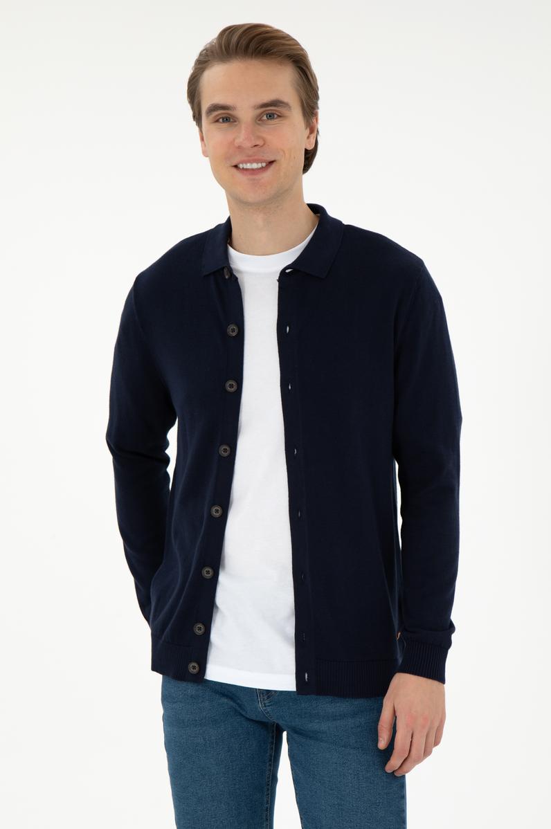 Erkek Lacivert Triko Hırka