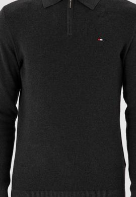 Erkek Regular Fit Yarım Fermuarlı Antrasit Melanj Basic Kazak - 50298266064