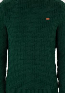 Erkek Slim Fit Bisiklet Yaka Koyu Yeşil Kazak - 50297050008