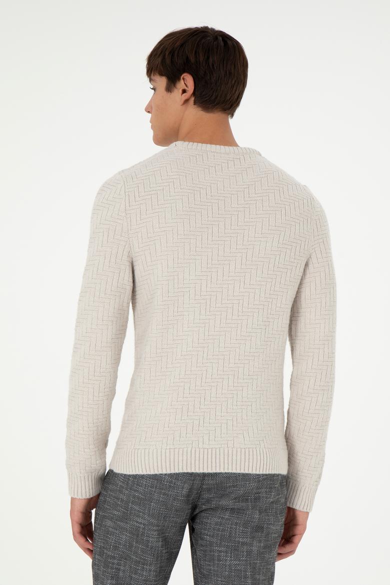 Erkek Slim Fit Bisiklet Yaka Taş Kazak - 50297050010