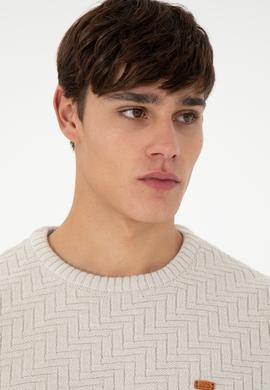 Erkek Slim Fit Bisiklet Yaka Taş Kazak - 50297050010