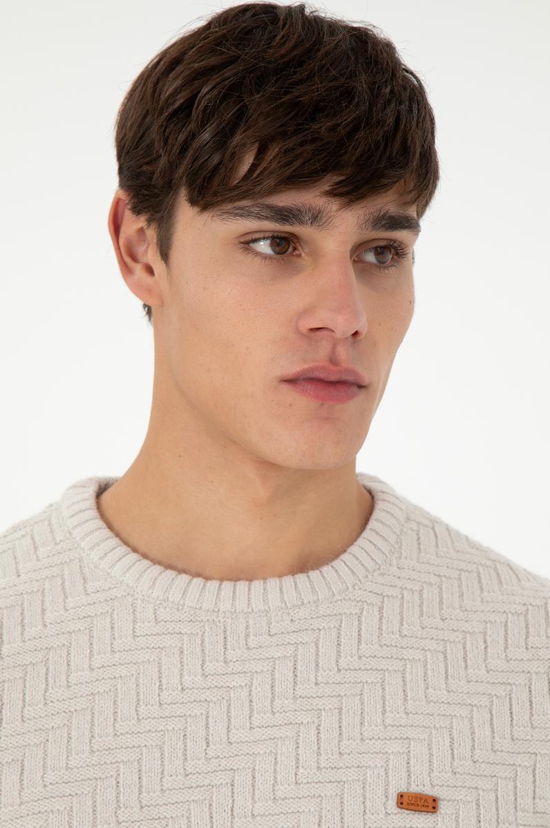 Erkek Slim Fit Bisiklet Yaka Taş Kazak