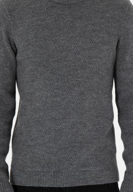 Erkek Regular Fit Bisiklet Yaka Gri Melanj Kazak - 50297049028