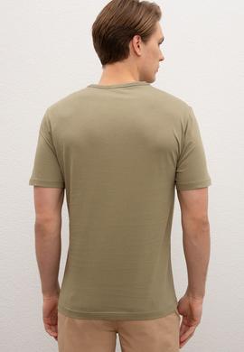 Erkek Haki Bisiklet Yaka T-Shirt - 50220549010