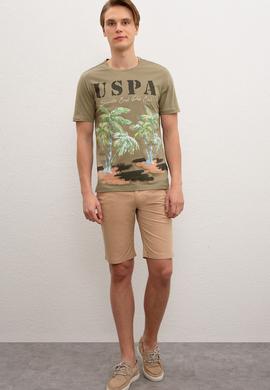 Erkek Haki Bisiklet Yaka T-Shirt - 50220549010