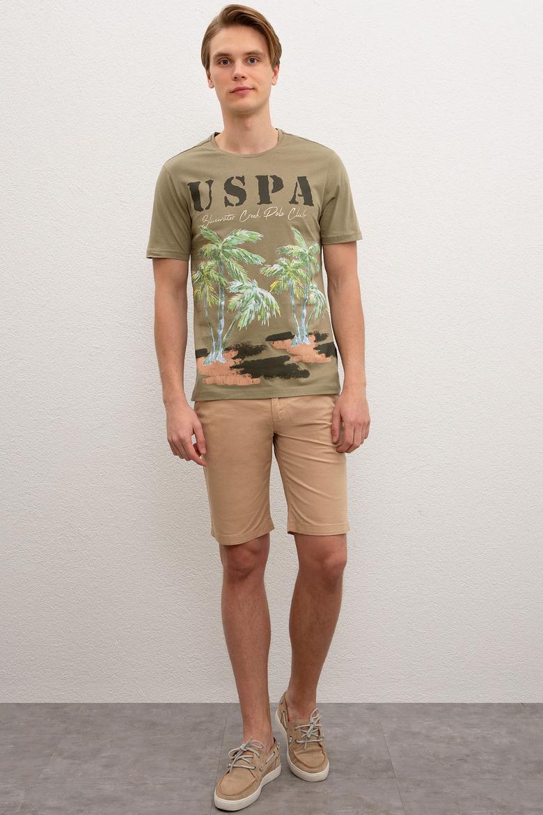 Erkek Haki Bisiklet Yaka T-Shirt - 50220549010