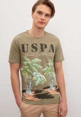 Erkek Haki Bisiklet Yaka T-Shirt - 50220549010