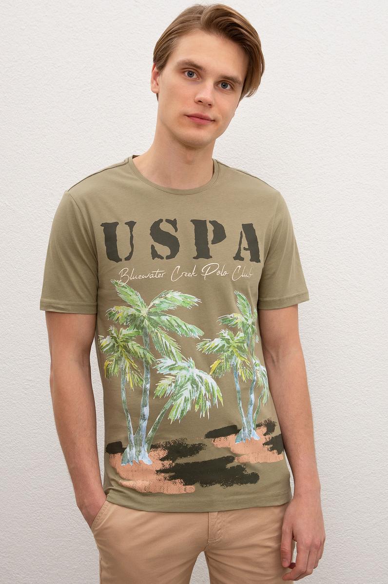 Erkek Haki Bisiklet Yaka T-Shirt