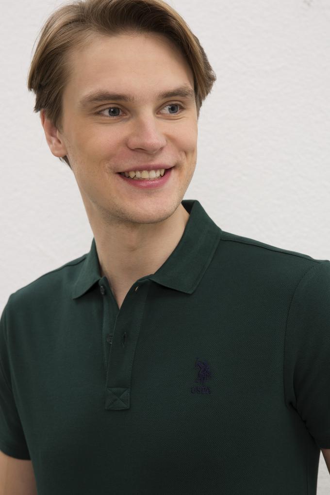 Erkek Koyu Yeşil Polo Yaka T-Shirt Basic