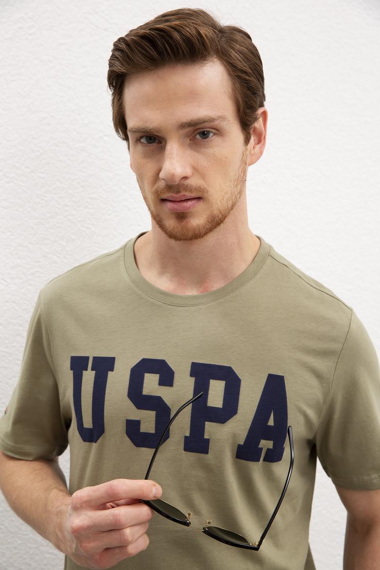 Erkek Haki Bisiklet Yaka T-Shirt Basic - 50216452122