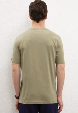 Erkek Haki Bisiklet Yaka T-Shirt Basic - 50216452122