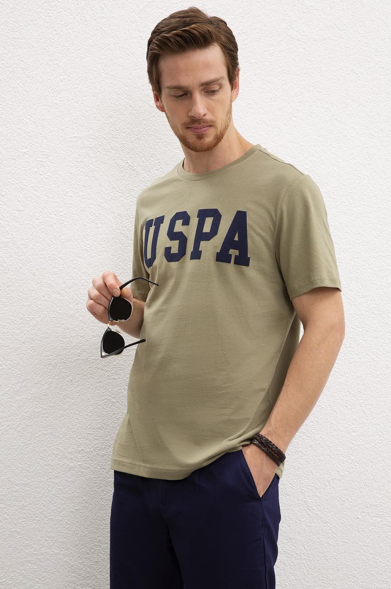 Erkek Haki Bisiklet Yaka T-Shirt Basic