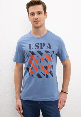 Erkek İndigo Bisiklet Yaka T-Shirt - 50217798038