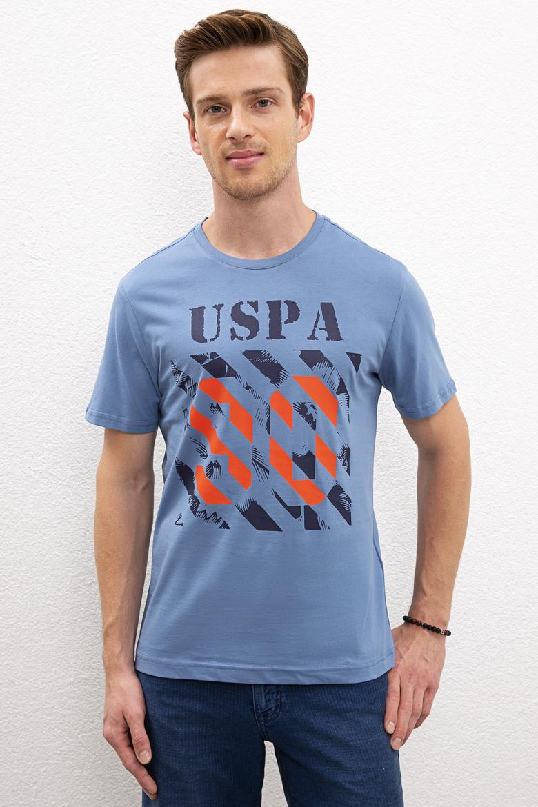 Erkek İndigo Bisiklet Yaka T-Shirt