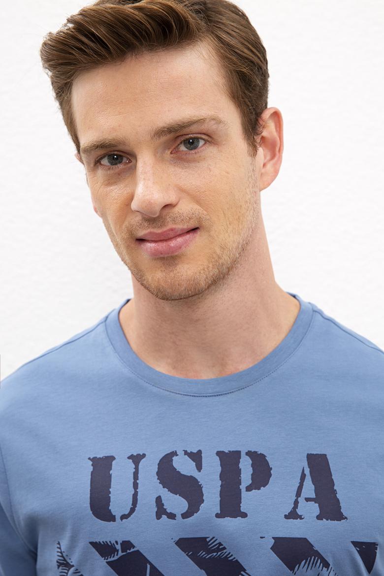 Erkek İndigo Bisiklet Yaka T-Shirt - 50217798038