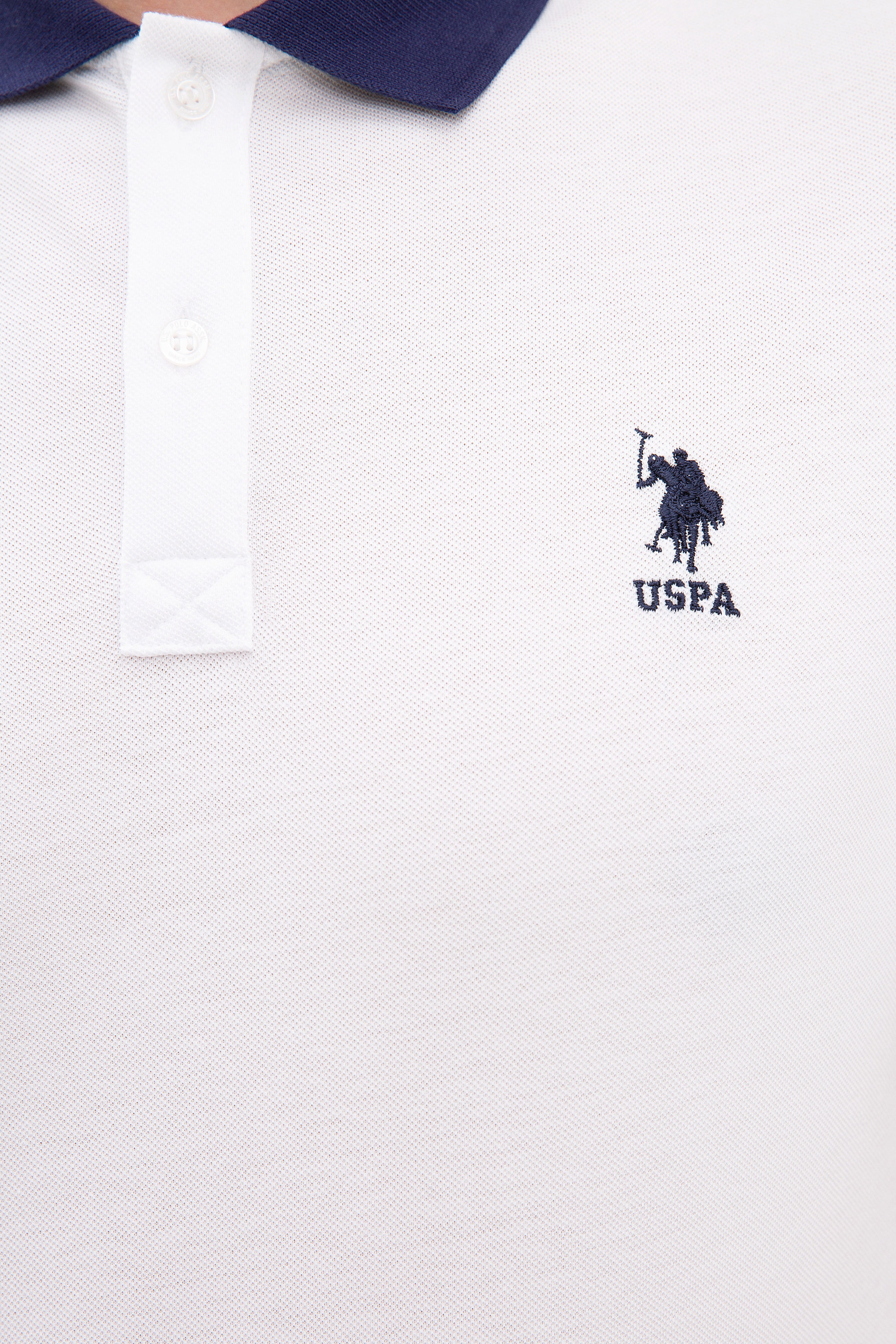 Erkek Beyaz Polo Yaka T-Shirt - Image 5