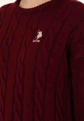 Kadın Bordo Bisiklet Yaka Kazak - 50297110018