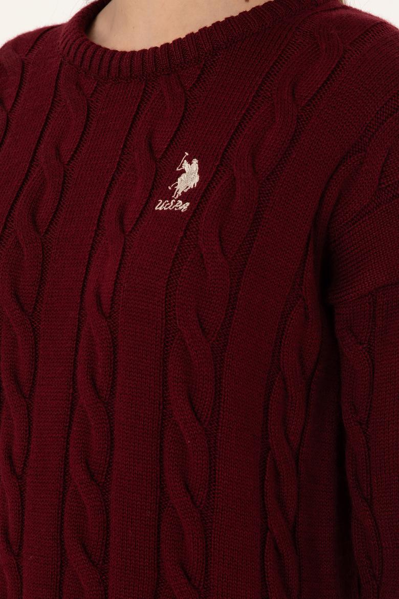 Kadın Bordo Bisiklet Yaka Kazak - 50297110018