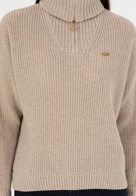 Kadın Krem Melanj V Yaka Kazak - 50297086027