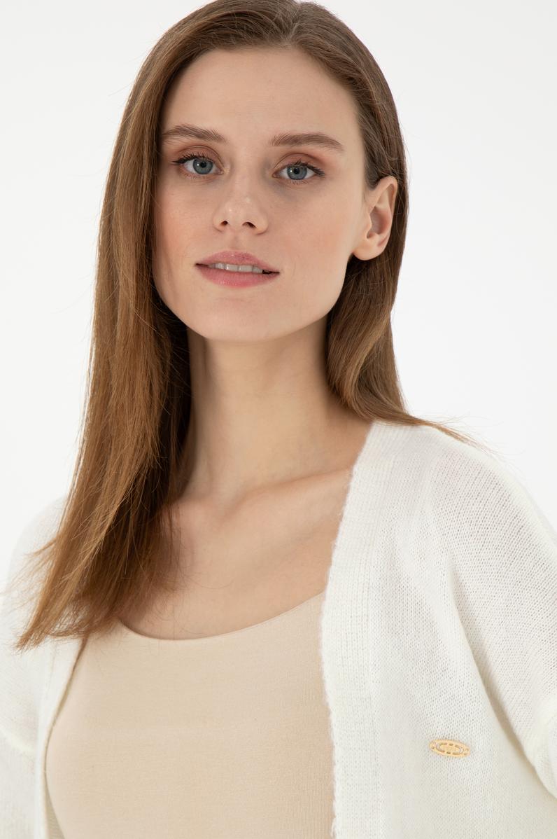 Kadın Krem Melanj Triko Hırka