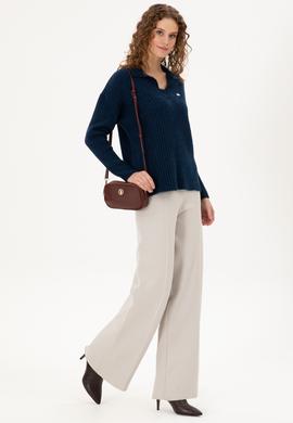 Kadın Lacivert Polo Yaka Kazak - 50297093003