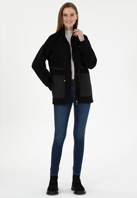 Kadın Siyah Fermuarlı Dik Yaka Sweatshirt - 50297364006