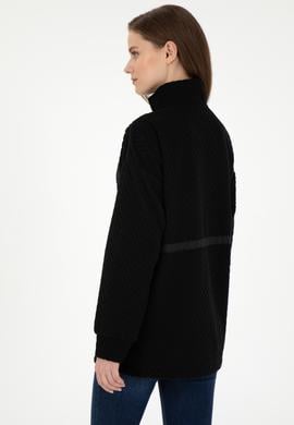 Kadın Siyah Fermuarlı Dik Yaka Sweatshirt - 50297364006