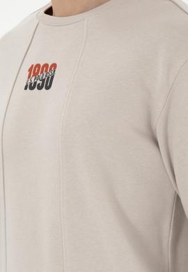 Erkek Comfort Fit Bisiklet Yaka Taş Sweatshirt - 50293430027