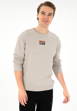 Erkek Comfort Fit Bisiklet Yaka Taş Sweatshirt - 50293430027