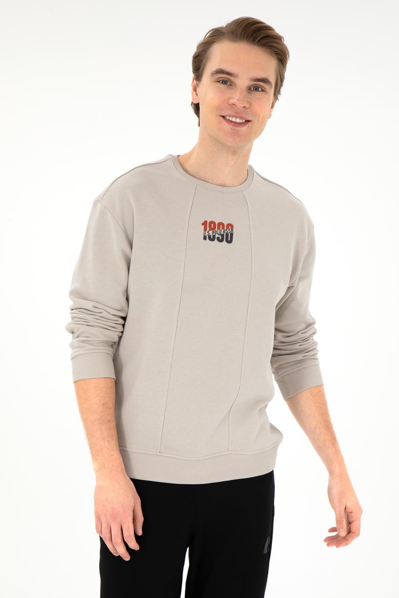 Erkek Comfort Fit Bisiklet Yaka Taş Sweatshirt