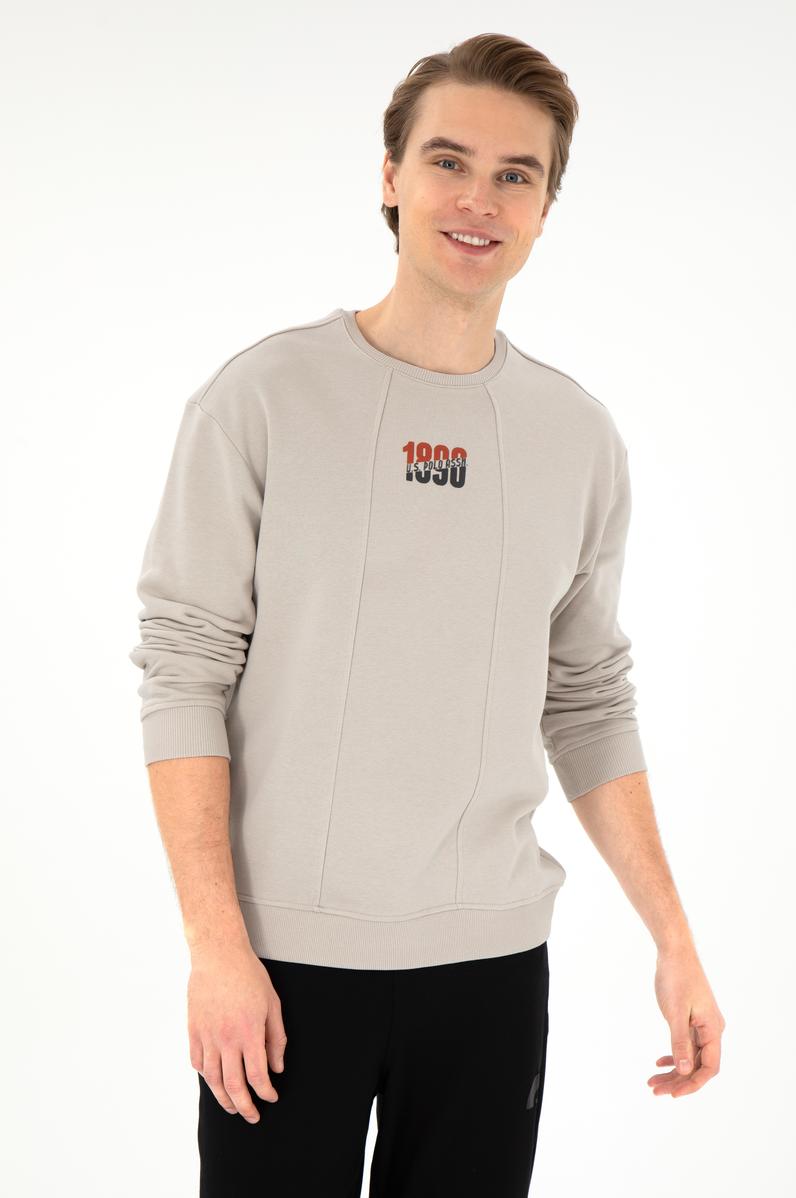 Erkek Comfort Fit Bisiklet Yaka Taş Sweatshirt