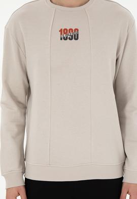 Erkek Comfort Fit Bisiklet Yaka Taş Sweatshirt - 50293430027