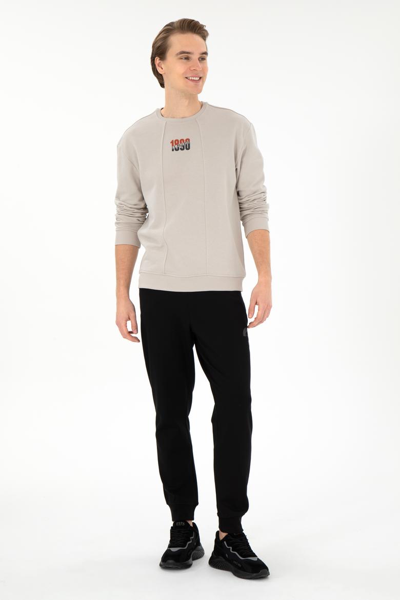 Erkek Comfort Fit Bisiklet Yaka Taş Sweatshirt - 50293430027