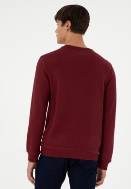 Erkek Regular Fit Bisiklet Yaka Bordo Sweatshirt - 50293436071