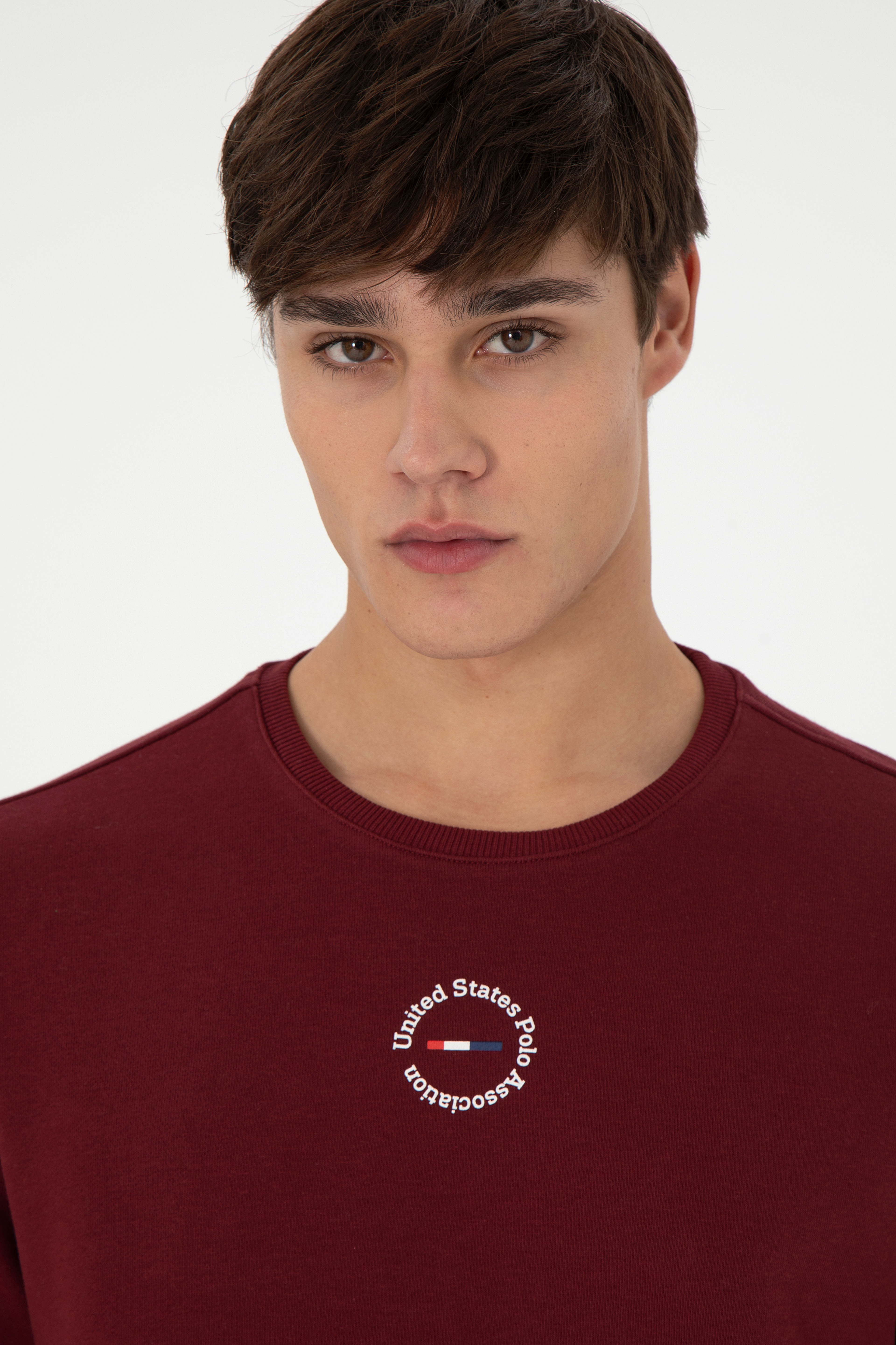 Erkek Regular Fit Bisiklet Yaka Bordo Sweatshirt - Image 2