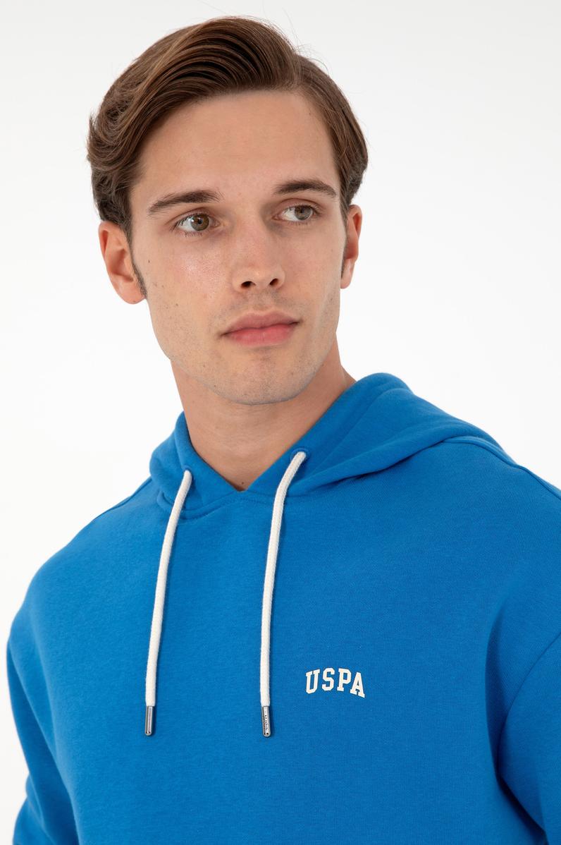 Erkek Kapüşonlu Kobalt Basic Sweatshirt