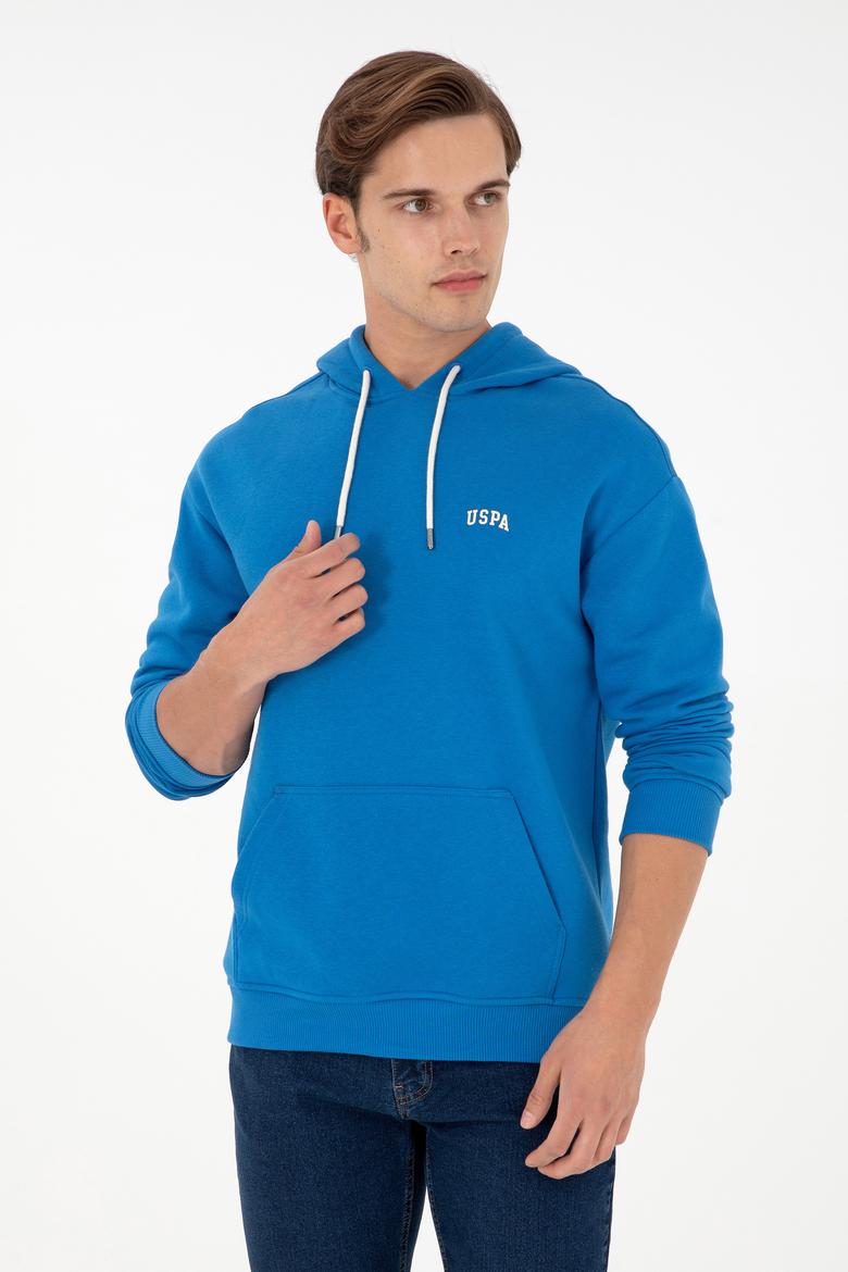 Erkek Kapüşonlu Kobalt Basic Sweatshirt