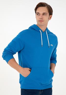 Erkek Kapüşonlu Kobalt Basic Sweatshirt - 50295149068